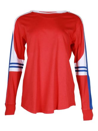 Sandro T-shirt met gestreept vlak en lange mouwen - Rood