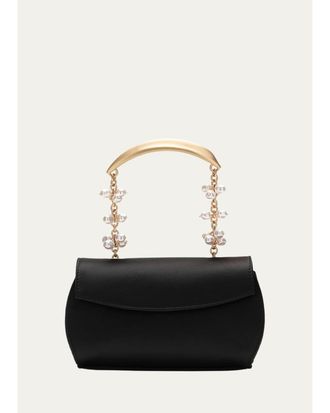 Cult Gaia Fiona Pearly-Embellished Satin Top-Handle Bag