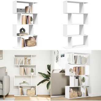 vidaXL Libreria divisoria a 4 ripiani bianca 70x24x129 cm in legno ingegnerizzato - Archiviazione - Spazio ordinato