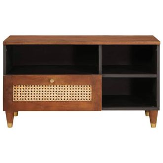Berkfield Home Media Storage Cabinets & Racks Brown Cane & solid mango wood