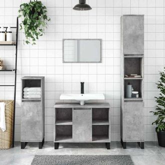 vidaXL Armadietto da Bagno Grigio Cemento 80x33x60cm Legno Multistrato - Vidaxl