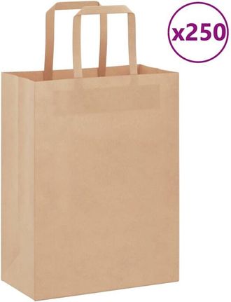 vidaXL Bolsas De Papel Con Asas 250 Uds Marr&oacute;n 21x11x28 Cm Vidaxl