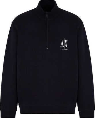 A|X Armani Exchange Mens, Icon project, embroidered logo, front zip Sweatshirt, Deep navy, XS