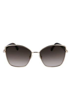 Ferragamo Gancini Tea Cup 60mm Gradient Butterfly Sunglasses in Gold/Khaki Gradient at Nordstrom