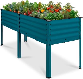 Best Choice Products 72x24x30in Non Toxic Elevated Galvanized Metal Garden Bed Corner Protectors