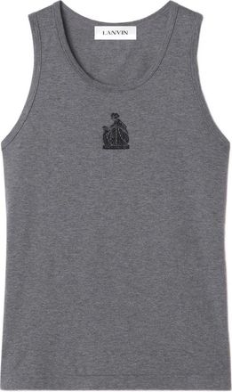 Lanvin Sleeveless Fitted Top with Embroidered Emblem