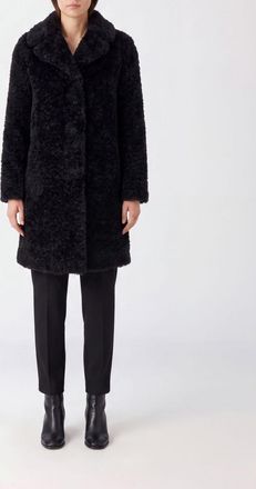 Herno Knee-Length Single-Breasted Faux Fur Coat with Lapel Collar