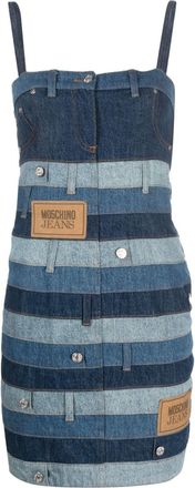 Moschino patchwork-design denim minidress - women - Cotton - S - Blue
