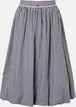 Bananhot Alba gingham cotton poplin midi skirt