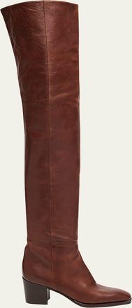 Saint Laurent Odeon Leather Over-The-Knee Boots