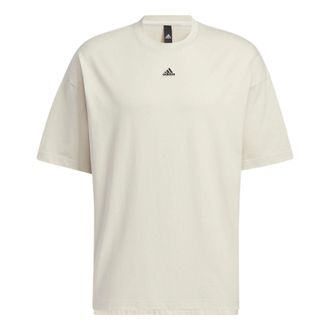 adidas Mens adidas Solid Color Logo Loose Sports Short Sleeve Creamy White T-Shirt HS4379