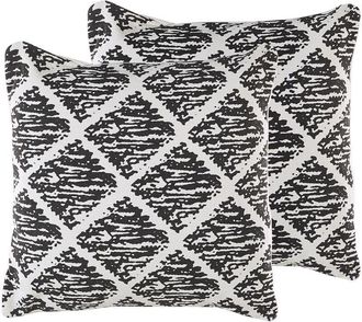 Beliani Beliani - Set of 2 Scatter Cushions Black And White Cotton Removable Cases 45x45 cm Hazro