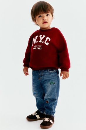 H&M Embroidery-motif Jeans in Denim Blue/cars at Nordstrom, Size 12-18M