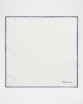Ralph Lauren Purple Label Tipped Linen Pocket Square