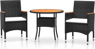 vidaXL Juego De Comedor De Jard&iacute;n 3 Piezas Rat&aacute;n Sint&eacute;tico Negro Vidaxl