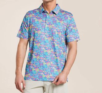 Chubbies The Tropical Bunch Performance Polo In Bright Blue