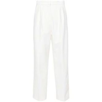 Max Mara Dames, Broeken, Wit, Maat: S Wol