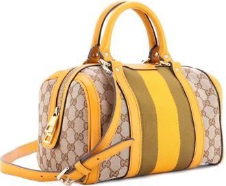 Gucci Vintage Web Boston Bag GG Canvas Small satchel - Marrone