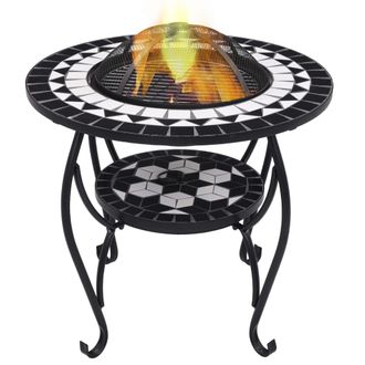 vidaXL Brasero De Mosaico Cer&aacute;mica Negro Y Blanco 68 Cm Vidaxl