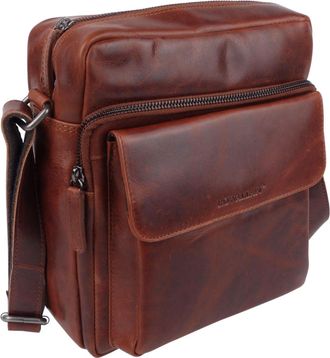Rowallan of Scotland Mens Leather North South Cross Body Bag Trojan - Cognac