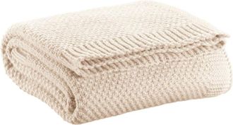Vivaraise Plaid en punto reciclado marfil 130 x 160 cm