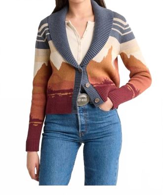 Pendleton Western Scenic Cardigan In Brick/rose