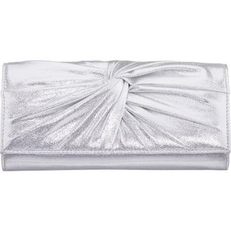 Nina Spirit Metallic Clutch in Silver at Nordstrom