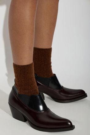 Marni Leather Heeled Ankle Boots, Womens, Brown
