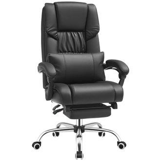 Songmics Silla de escritorio ergon&oacute;mica con reposapi&eacute;s de color negro