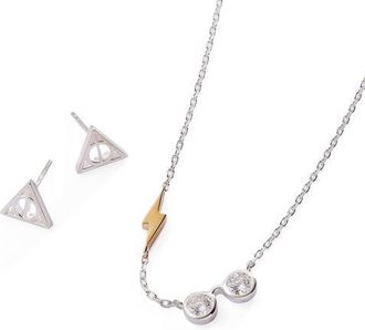 Alex and Ani Harry Potter Glasses and Deathly Hallows Necklace and Earring Set in Silver at Nordstrom