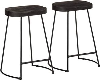 vidaXL Bar Stools 2 pcs Black 45x40x62 cm Solid Wood Mango vidaXL
