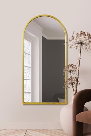MirrorOutlet Gold Framed Arched Leaner/Wall Mirror 55 X 27.5 (140CM X 70CM) | Size: 1 Pack