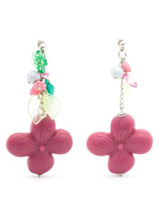 Amir Slama floral-appliqu&eacute; drop earrings - Purple