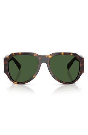 Dolce & Gabbana 58mm Pilot Sunglasses in Havana /Dark Green at Nordstrom