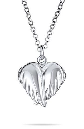 Bling Jewelry Guardian Angel Wing Necklace in Silver at Nordstrom Rack