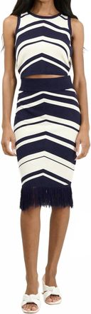 Sugarlips Lydia Striped Midi Skirt In Navy