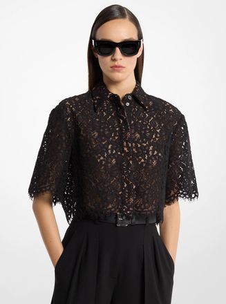 Michael Kors Floral Corded Lace Cropped Shirt