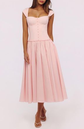 House of CB Kaia Cap Sleeve Fit & Flare Midi Dress in Pink at Nordstrom, Size X-Large