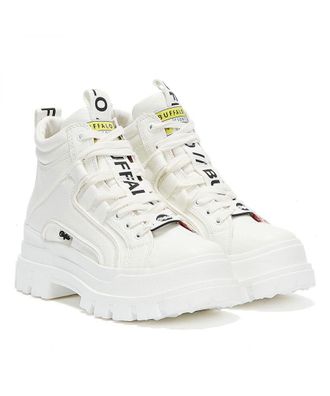 Buffalo Aspha NC Mid WoMens White Boots Faux Leather - Size UK 6.5