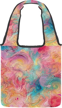 Generic Artistic Flowing Various Shades Swirl Lines Reversible Canvas Shoulder Tote - Double-Sided Print, 12oz Cotton, 27cm Drop, Fold-Flat Bag for Travel, Sh