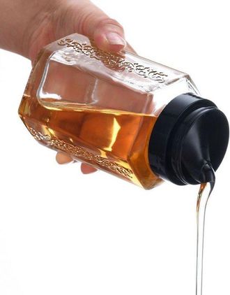 OEM Dispensador De Miel De Vidrio De 2 Piezas Con Tapa A Prueba De Fugas, Dispensador Port&aacute;til, Perfecto Para Cocinas, Buf&eacute;s Y Picnics, 360 Ml/12 Oz
