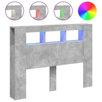 vidaXL Cabecero Led Madera Ingenier&iacute;a Gris Hormig&oacute;n 140x18,5x103,5 Cm Vidaxl