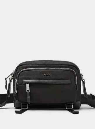 BOSS Mens Black crossbody bag with straps