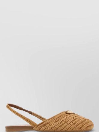 Prada raffia ballerinas flat sole round toe woven