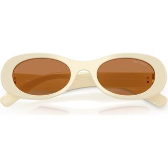 Miu Miu 50mm Oval Sunglasses in Milk /Brown at Nordstrom