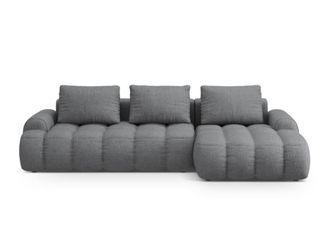 Cosmopolitan Design Sof&aacute; cama esquinero derecho con ba&uacute;l 3 plazas tejido estructural gris