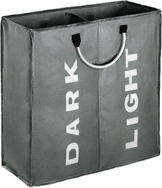OEM Cesto De Ropa Doble Grande Con Asas, 53 X 23 X 53 Cm, Cesto Plegable Para Ropa Sucia, Color Gris Oscuro