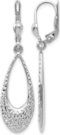 Diamond2Deal 10K White Gold Leverback Drop Dangle Earrings