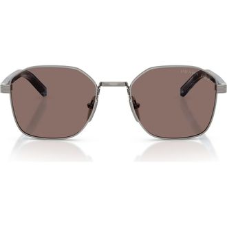 Prada 53mm Polarized Square Sunglasses in Gunmetal /Light Brown Polar at Nordstrom