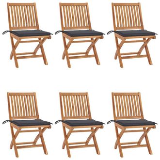 vidaXL Vidaxl - Sedie Da Giardino Pieghevoli Con Cuscini 6 Pz Massello Di Teak